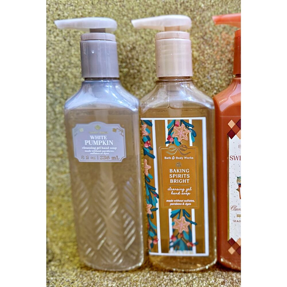 4 Pcs Bath & Body Works 8 fl oz Cleansing Gel Hand Soap Seasonal Pumpkin Mix Lot - Picture 2 of 4